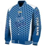 custom kansas city royals hexagon grid royal blue varsity jacket best selling