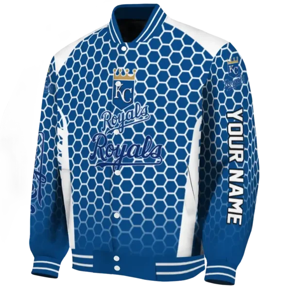 custom kansas city royals hexagon grid royal blue varsity jacket best selling