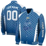 custom kansas city royals hexagon grid royal blue varsity jacket best selling