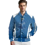 custom kansas city royals hexagon grid royal blue varsity jacket best selling