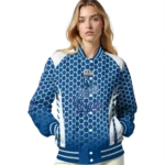 custom kansas city royals hexagon grid royal blue varsity jacket best selling