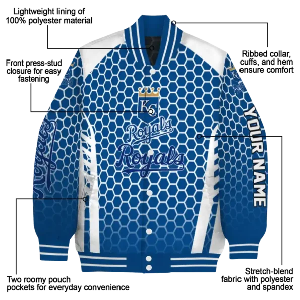 custom kansas city royals hexagon grid royal blue varsity jacket new arrival