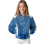 custom kansas city royals hexagon grid royal blue varsity jacket best selling
