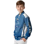 custom kansas city royals hexagon grid royal blue varsity jacket best selling