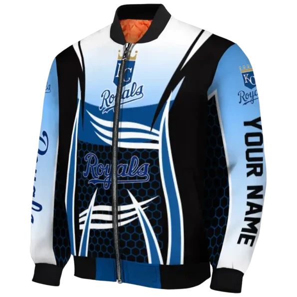 custom kansas city royals mesh effect royal blue black bomber jacket best selling