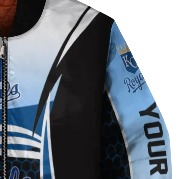 custom kansas city royals mesh effect royal blue black bomber jacket premium grade