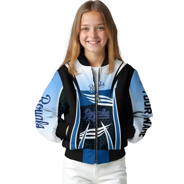 custom kansas city royals mesh effect royal blue black bomber jacket top rated