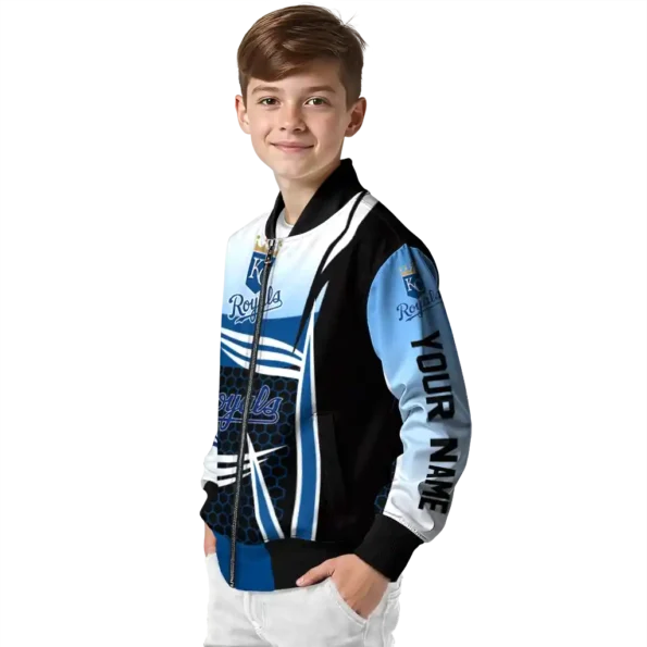custom kansas city royals mesh effect royal blue black bomber jacket trendy