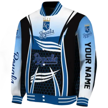 custom kansas city royals mesh effect royal blue black varsity jacket best selling