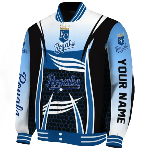 custom kansas city royals mesh effect royal blue black varsity jacket best selling
