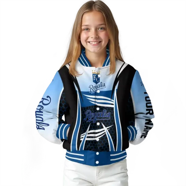 custom kansas city royals mesh effect royal blue black varsity jacket top rated