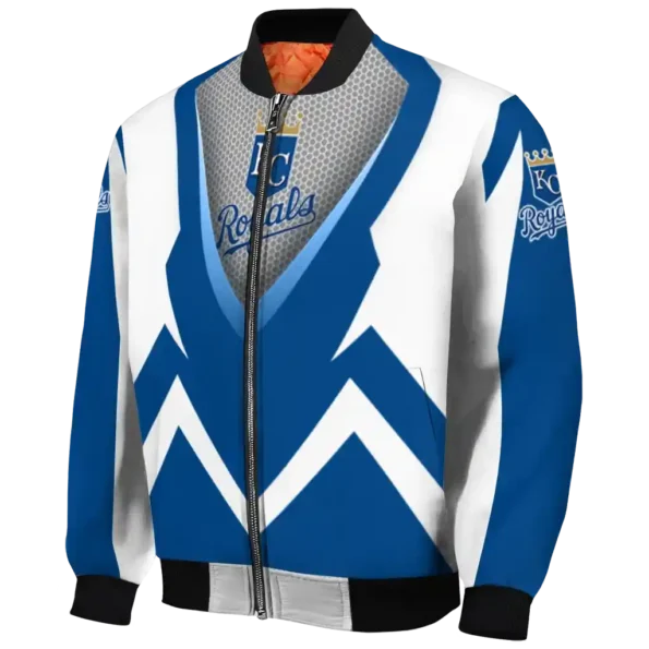 custom kansas city royals v stripes royal blue white bomber jacket best selling