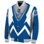 custom kansas city royals v stripes royal blue white varsity jacket best selling