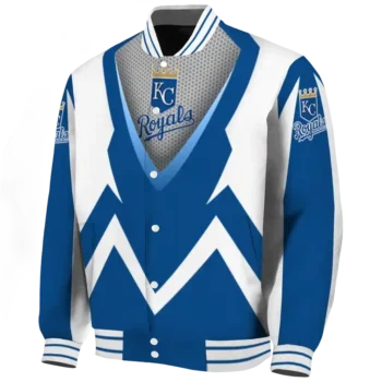 custom kansas city royals v stripes royal blue white varsity jacket best selling