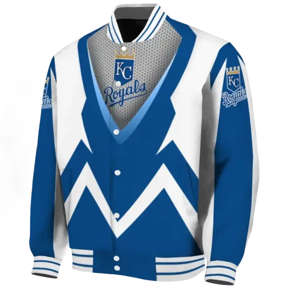 custom kansas city royals v stripes royal blue white varsity jacket best selling