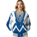 custom kansas city royals v stripes royal blue white varsity jacket best selling