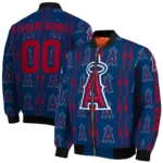 custom los angeles angels bolt stripe blue bomber jacket best selling