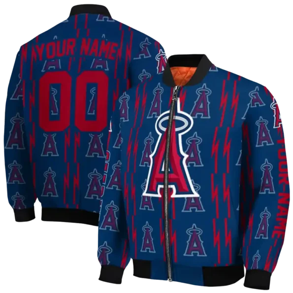 custom los angeles angels bolt stripe blue bomber jacket fashion forward