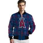 custom los angeles angels bolt stripe blue bomber jacket best selling