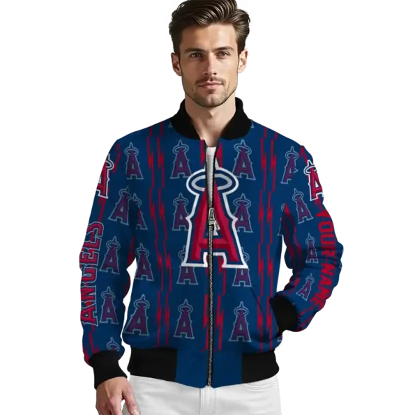 custom los angeles angels bolt stripe blue bomber jacket high quality