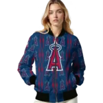 custom los angeles angels bolt stripe blue bomber jacket best selling