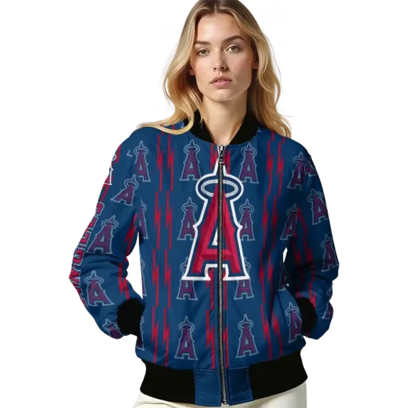 custom los angeles angels bolt stripe blue bomber jacket latest model