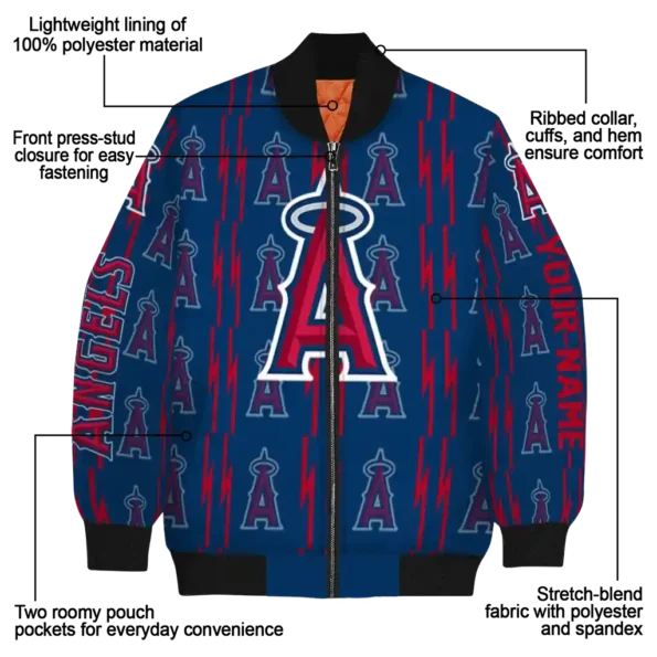 custom los angeles angels bolt stripe blue bomber jacket new arrival
