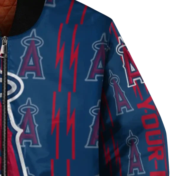 custom los angeles angels bolt stripe blue bomber jacket premium grade