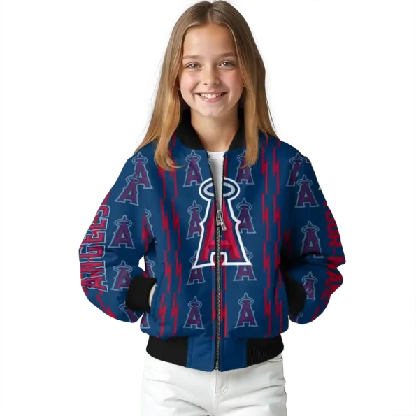 custom los angeles angels bolt stripe blue bomber jacket top rated