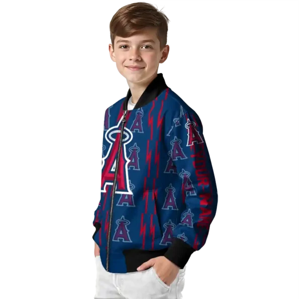 custom los angeles angels bolt stripe blue bomber jacket trendy