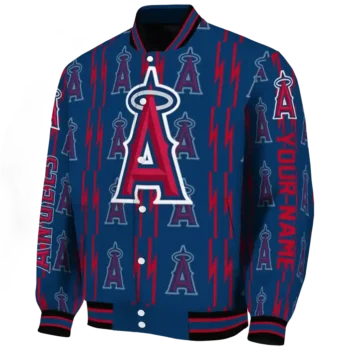 custom los angeles angels bolt stripe blue varsity jacket best selling