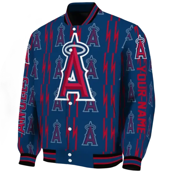 custom los angeles angels bolt stripe blue varsity jacket best selling