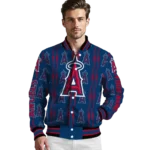 custom los angeles angels bolt stripe blue varsity jacket best selling