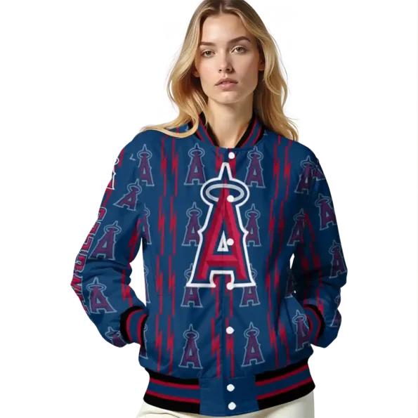 custom los angeles angels bolt stripe blue varsity jacket latest model