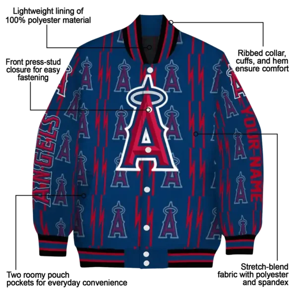 custom los angeles angels bolt stripe blue varsity jacket new arrival