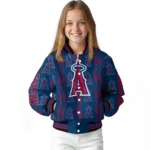 custom los angeles angels bolt stripe blue varsity jacket best selling