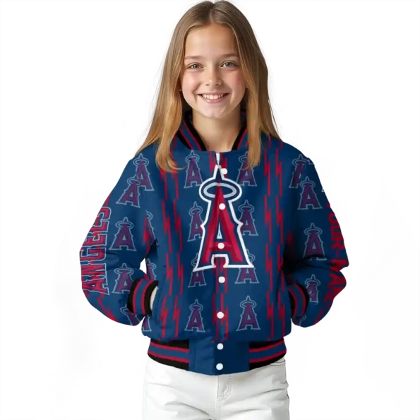 custom los angeles angels bolt stripe blue varsity jacket top rated