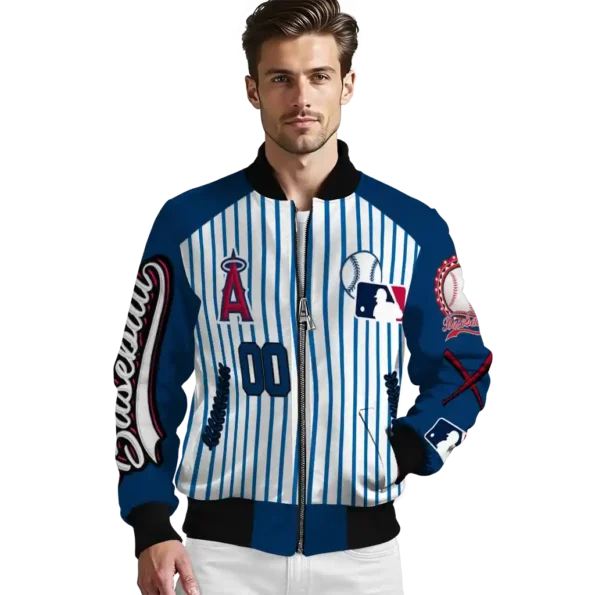 custom los angeles angels eagle baseball blue white bomber jacket high quality