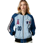 custom los angeles angels eagle baseball blue white bomber jacket best selling