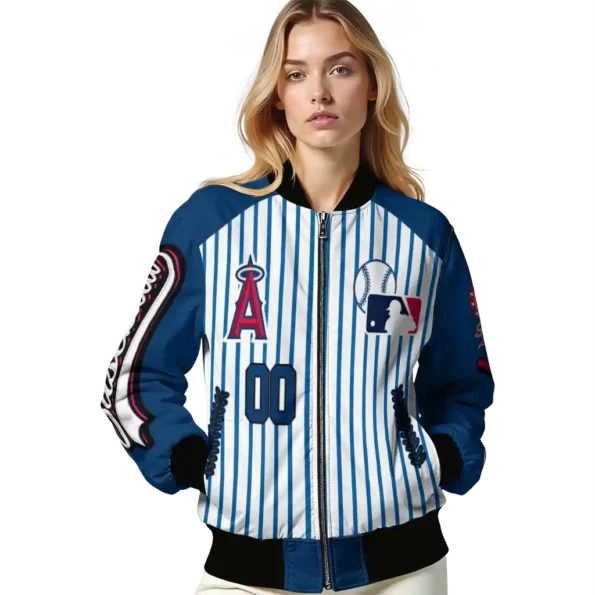 custom los angeles angels eagle baseball blue white bomber jacket latest model