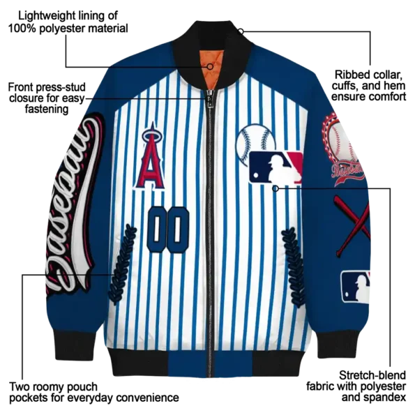 custom los angeles angels eagle baseball blue white bomber jacket new arrival