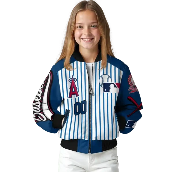 custom los angeles angels eagle baseball blue white bomber jacket top rated