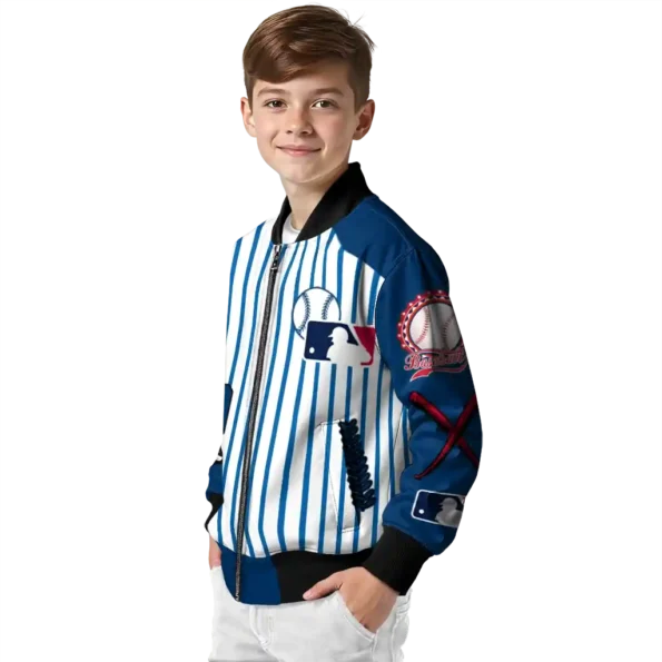 custom los angeles angels eagle baseball blue white bomber jacket trendy