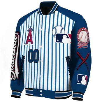 custom los angeles angels eagle baseball blue white varsity jacket best selling