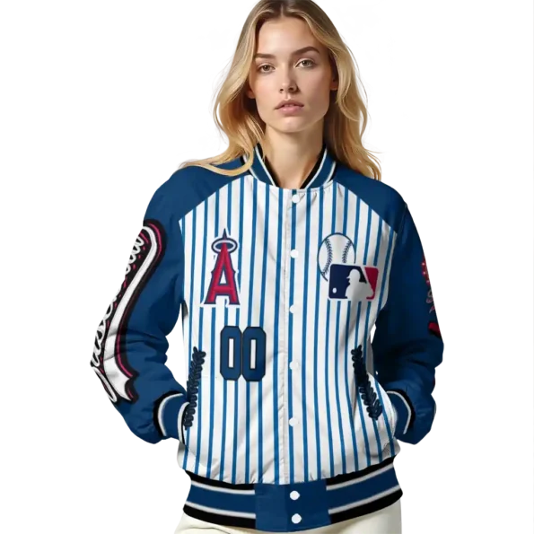 custom los angeles angels eagle baseball blue white varsity jacket latest model