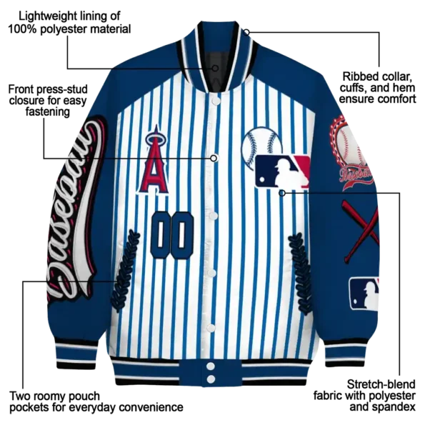 custom los angeles angels eagle baseball blue white varsity jacket new arrival