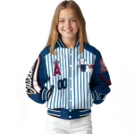 custom los angeles angels eagle baseball blue white varsity jacket best selling