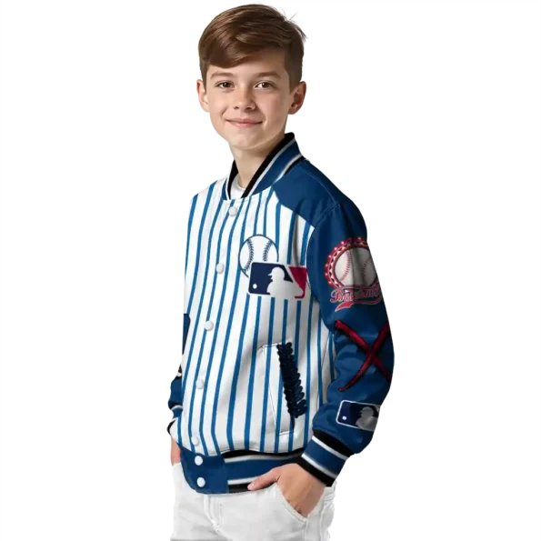 custom los angeles angels eagle baseball blue white varsity jacket trendy