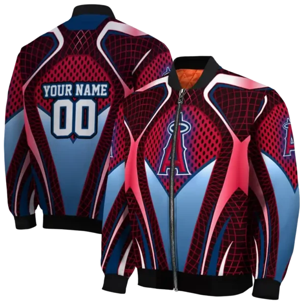 custom los angeles angels mesh chest red crocs black bomber jacket fashion forward