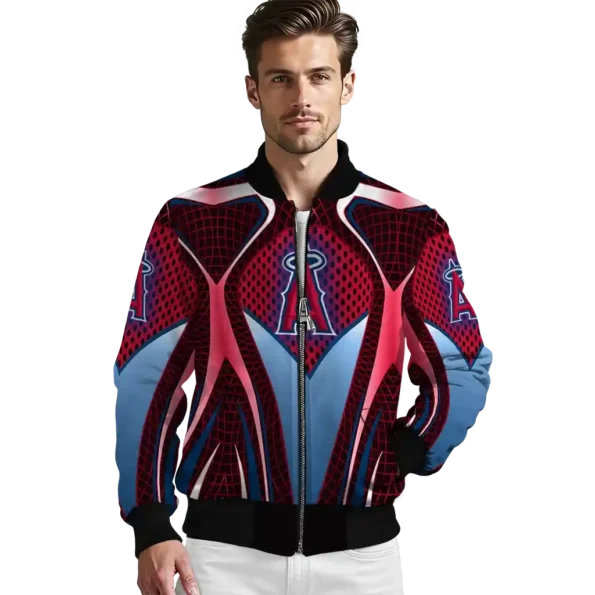 custom los angeles angels mesh chest red crocs black bomber jacket high quality